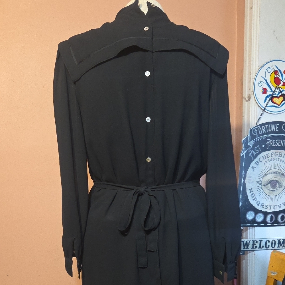 Vintage Pierre Cardin Black Long Sleeve Dress Womens Size 8 - Picture 6 of 8